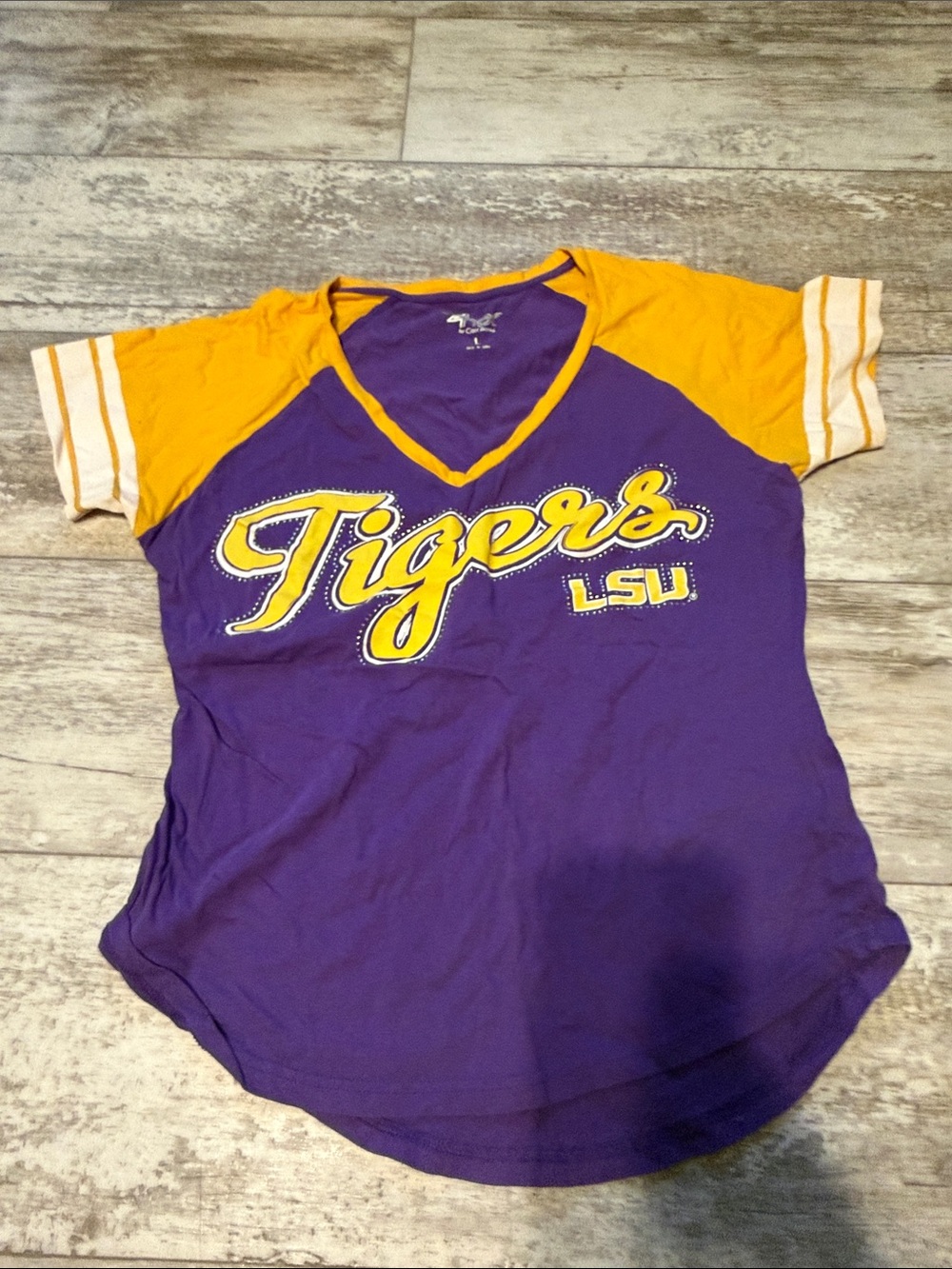 LSU Tigers Purple & Gold V-Neck Kids Short Sleeve Tee